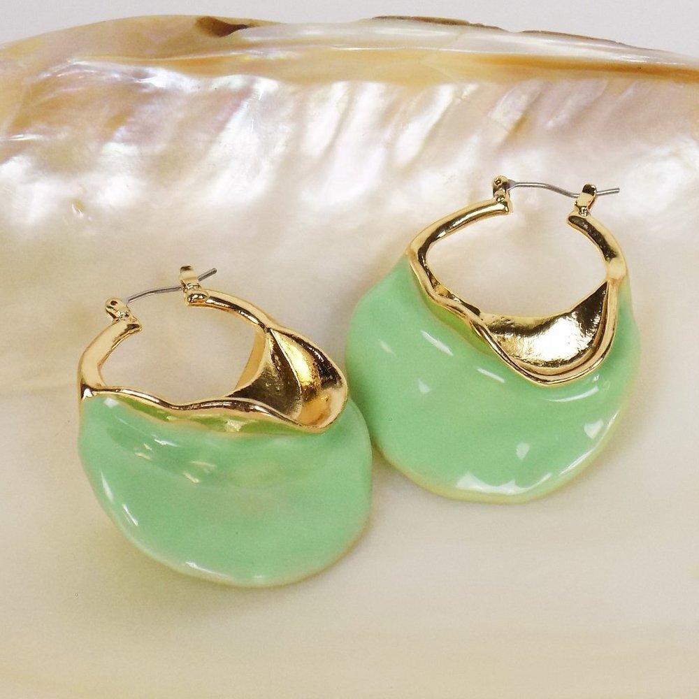 new- statement chunky hoop earrings light mint green